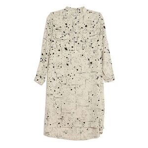 SEA NEW YORK Cream and Black Paint Splatter Button Front High-Low Shirt Dress